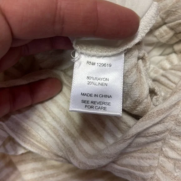 Allie Rose Medium Shorts Romper Tan & White Pinstripe - Picture 4 of 4